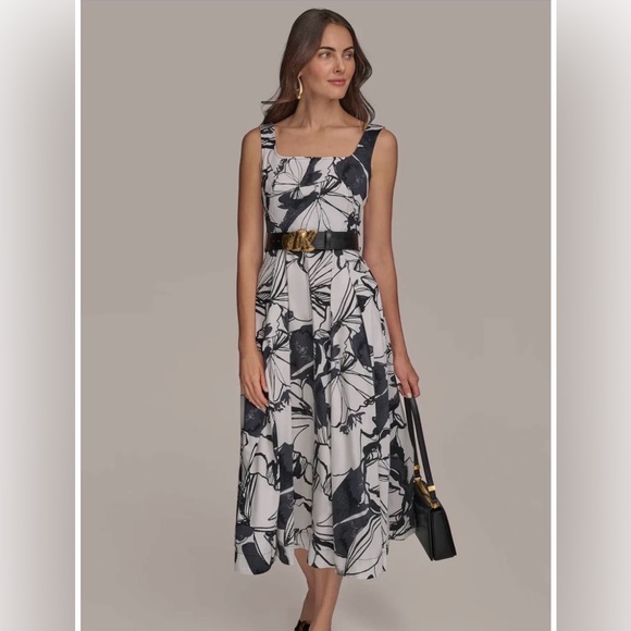 Donna Karan Dresses & Skirts - NWT Donna Karan New York Black & White Floral Square Neck Belted Maxi Dress S16